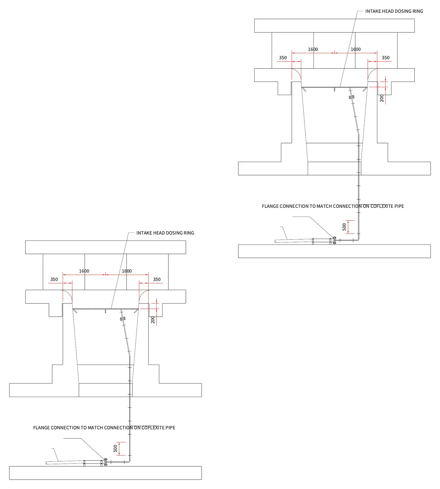 Intake heads: cover and screen details · 入水口頭：蓋板及隔柵細節