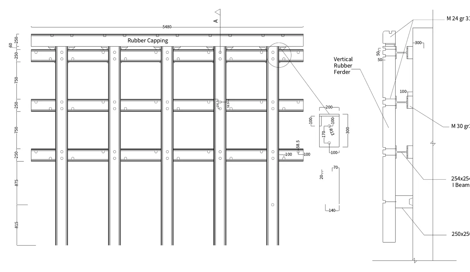 2009: new rubber fenders on I-beam frames · 2009年:工字鐵架上的新防撞膠