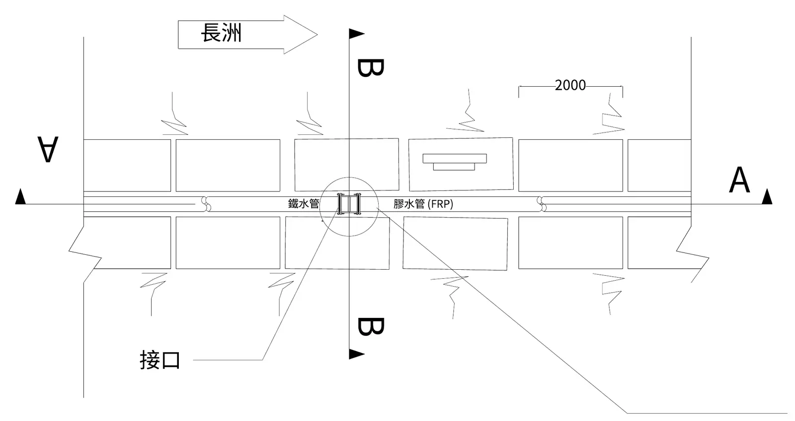 Steel-to-FRP joint on the seabed · 海床上的鐵管與玻璃鋼管接口
