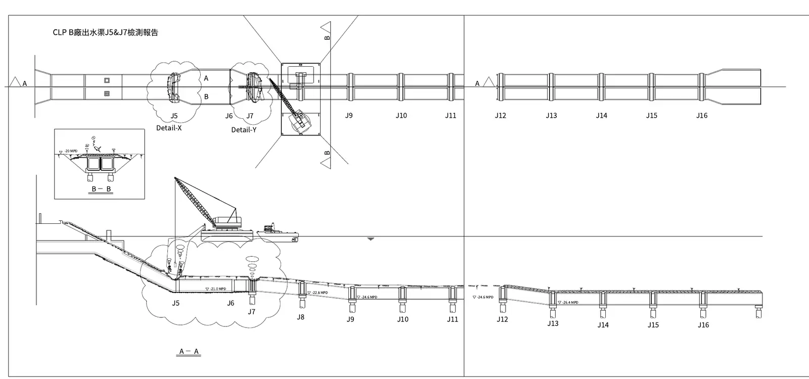 Repair sequence from the crane barge · 由起重船進行的修補程序
