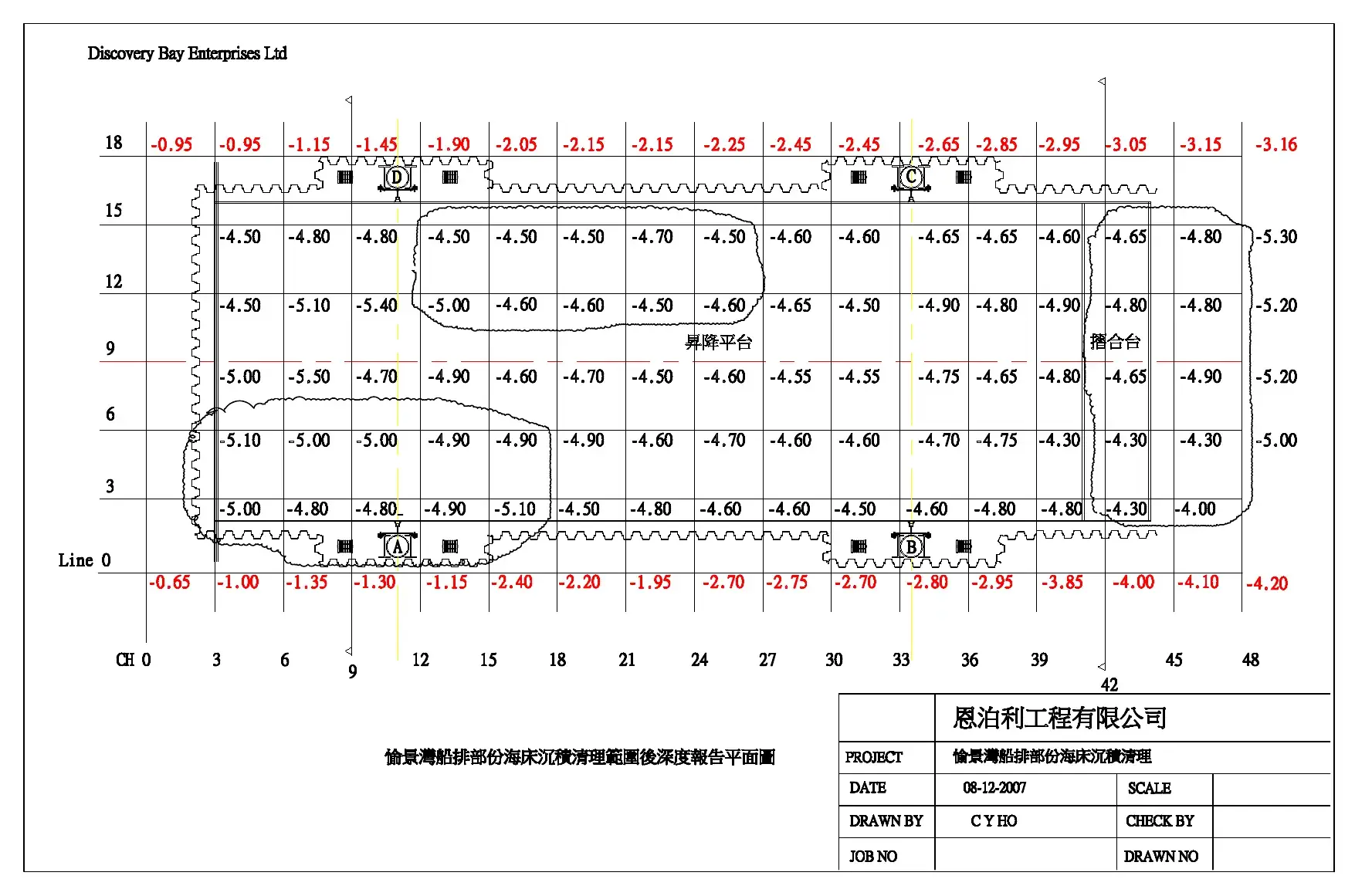 Seabed levels, plan · 海床清淤深度平面