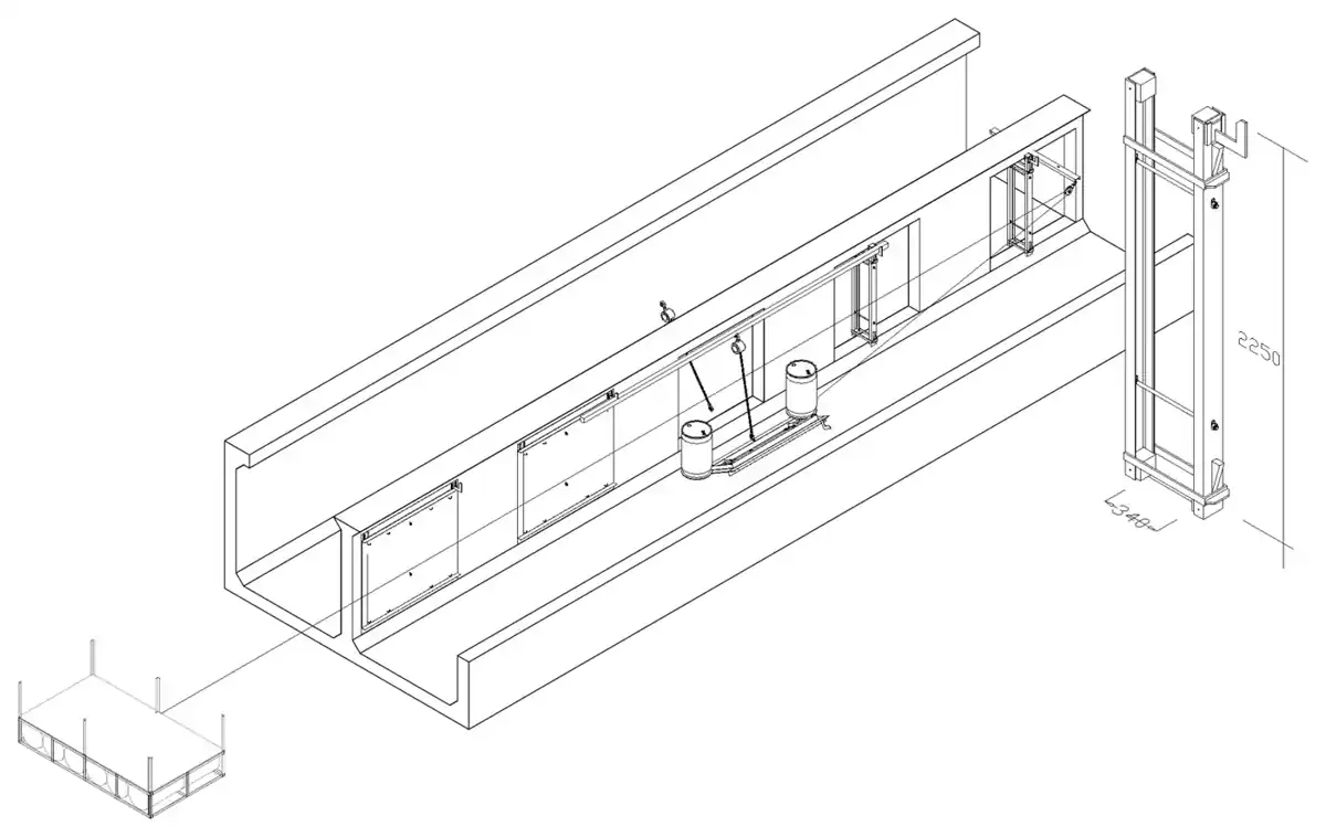 Floating the seal plate into place · 浮運安裝止水板