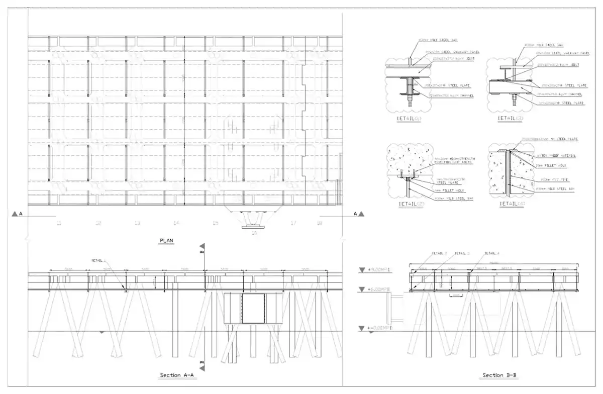 Working platform on the jetty piles · 碼頭工作台