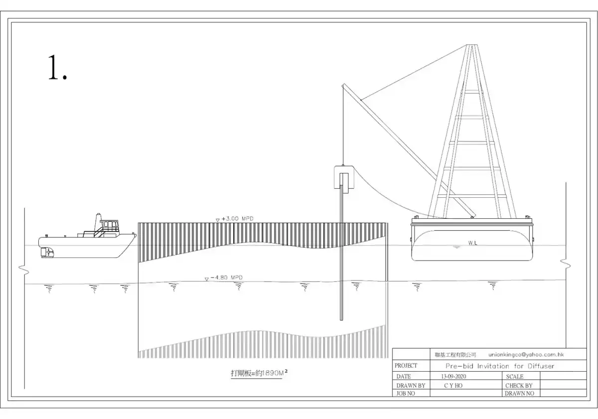 Step 1: drive sheet piles · 打閘板