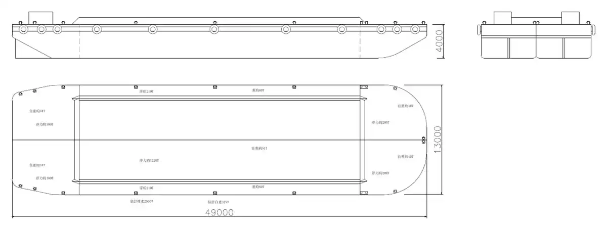 Approximate barge dimensions · 躉船大約呎吋