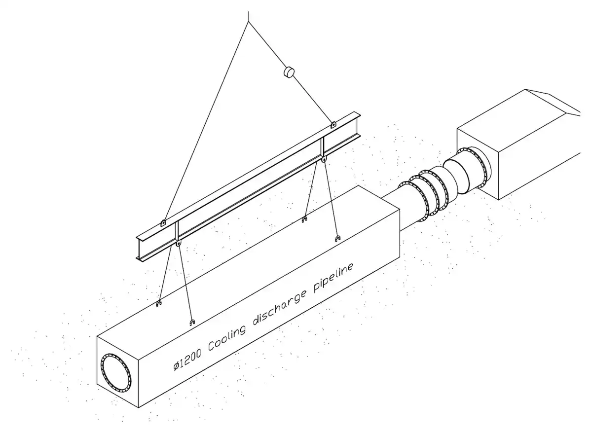 C3 cooling-water outfall pipe, 3D · 冷卻出水管立體圖