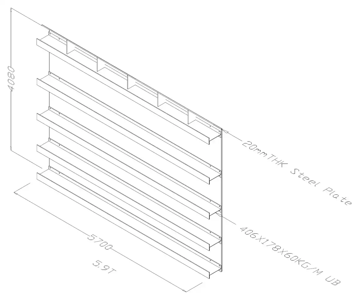 Steel formwork for the culvert walls, 3D · 渠身鐵模板立體圖
